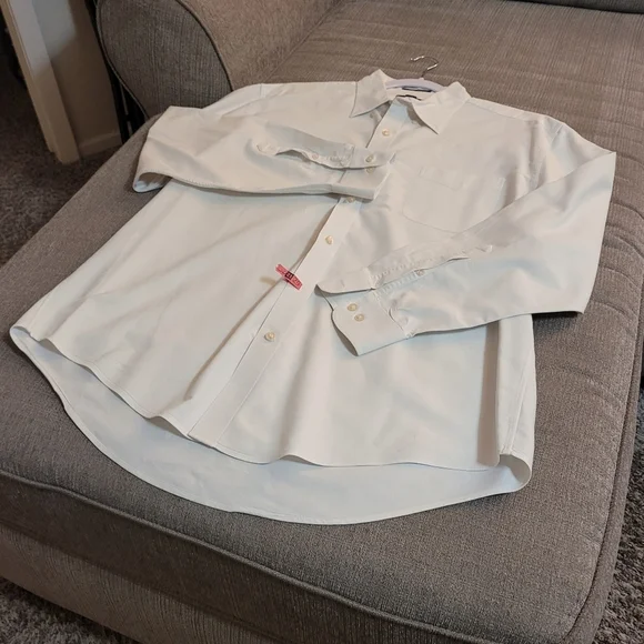 Lands' End Supima Cotton Hyde Park Tailored Fit Button Down Shirt 17 1/2-34 - Picture 2 of 6